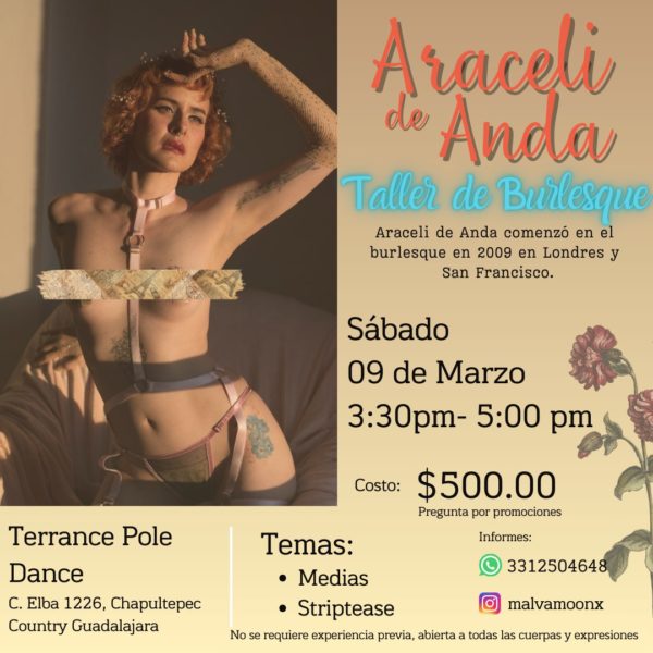 Taller de burlesque con Araceli de Anda en Guadalajara